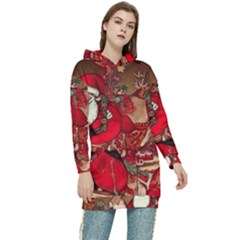 Christmas Art Women s Long Oversized Pullover Hoodie