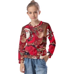 Christmas Art Kids  Long Sleeve T-shirt With Frill 