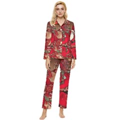 Christmas Art Womens  Long Sleeve Velvet Pocket Pajamas Set