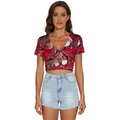 Christmas Art V-neck Crop Top