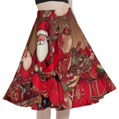 Christmas Art A-line Full Circle Midi Skirt With Pocket by myclothy