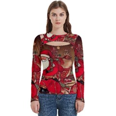 Christmas Art Women s Cut Out Long Sleeve T-shirt