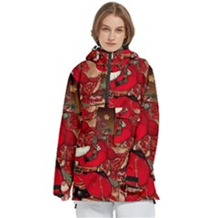 Christmas Art Women s Pullover Zip Ski And Snowboard Waterproof Breathable Jacket by myclothy