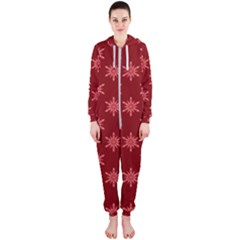 Illustrations Red Abstract Pattern Seamless Texture Hooded Jumpsuit (ladies)