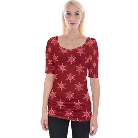 Illustrations Red Abstract Pattern Seamless Texture Wide Neckline T-shirt by Hannah976