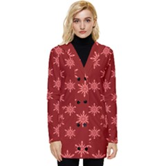 Illustrations Red Abstract Pattern Seamless Texture Button Up Hooded Coat 