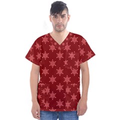 Illustrations Red Abstract Pattern Seamless Texture Men s V-neck Scrub Top