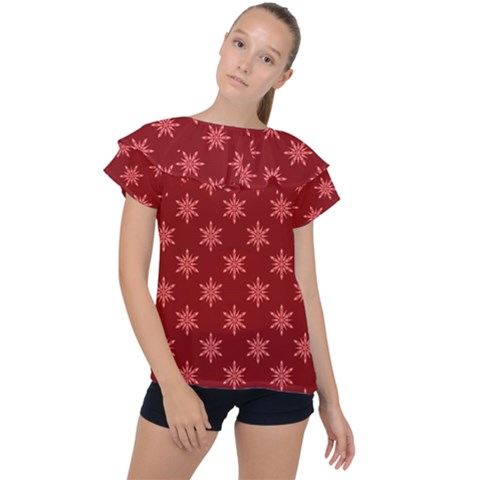 Illustrations Red Abstract Pattern Seamless Texture Ruffle Collar Chiffon Blouse by Hannah976