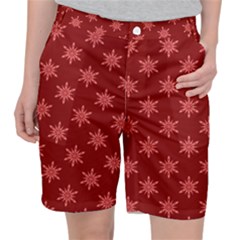 Illustrations Red Abstract Pattern Seamless Texture Women s Pocket Shorts