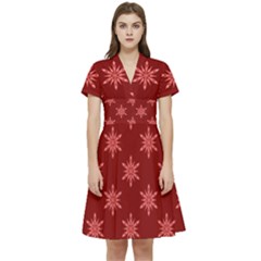 Illustrations Red Abstract Pattern Seamless Texture Short Sleeve Waist Detail Dress