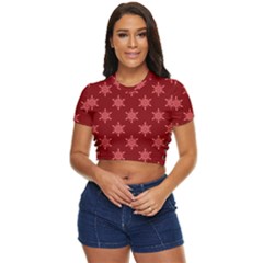 Illustrations Red Abstract Pattern Seamless Texture Side Button Cropped T-shirt