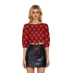 Illustrations Red Abstract Pattern Seamless Texture Mid Sleeve Drawstring Hem Top by Hannah976