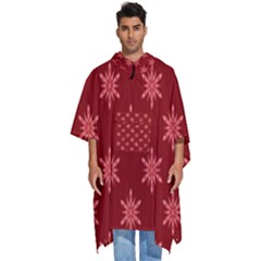 Illustrations Red Abstract Pattern Seamless Texture Men s Hooded Rain Ponchos