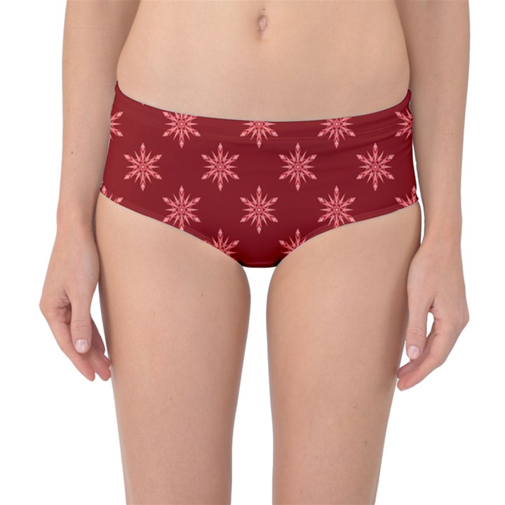 Illustrations Red Abstract Pattern Seamless Texture Mid-Waist Bikini Bottoms