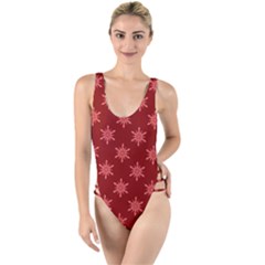 Illustrations Red Abstract Pattern Seamless Texture High Leg Strappy Swimsuit