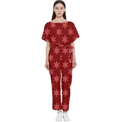 Illustrations Red Abstract Pattern Seamless Texture Batwing Lightweight Chiffon Jumpsuit