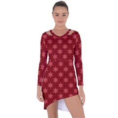 Illustrations Red Abstract Pattern Seamless Texture Asymmetric Cut-out Shift Dress