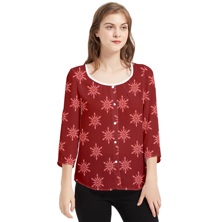 Illustrations Red Abstract Pattern Seamless Texture Chiffon Quarter Sleeve Blouse