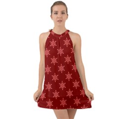 Illustrations Red Abstract Pattern Seamless Texture Halter Tie Back Chiffon Dress