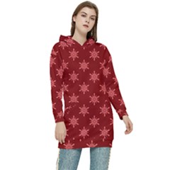 Illustrations Red Abstract Pattern Seamless Texture Women s Long Oversized Pullover Hoodie