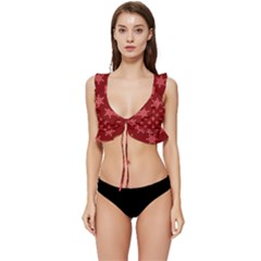 Illustrations Red Abstract Pattern Seamless Texture Low Cut Ruffle Edge Bikini Top