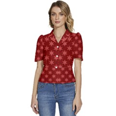 Illustrations Red Abstract Pattern Seamless Texture Puffed Short Sleeve Button Up Jacket