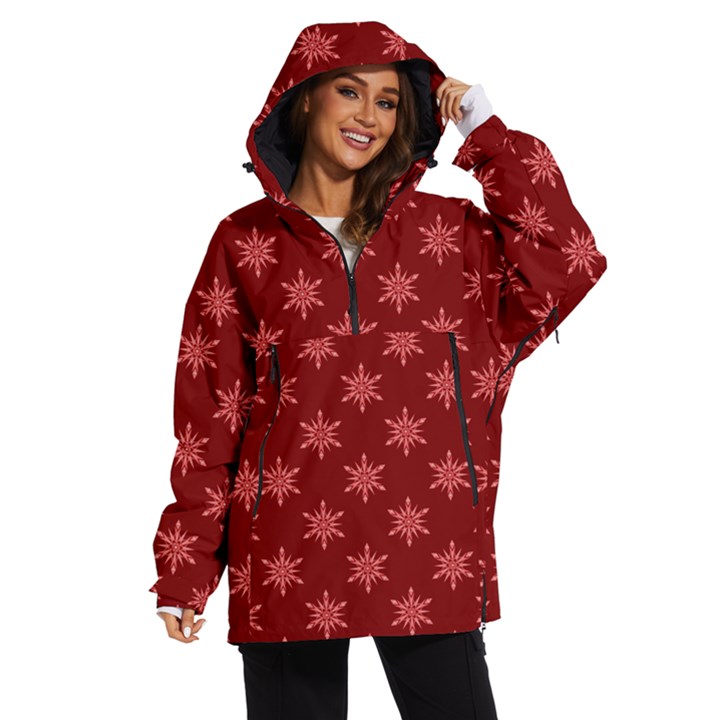 Illustrations Red Abstract Pattern Seamless Texture Women s Ski and Snowboard Waterproof Breathable Jacket