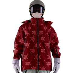 Illustrations Red Abstract Pattern Seamless Texture Women s Zip Ski And Snowboard Waterproof Breathable Jacket