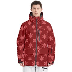 Illustrations Red Abstract Pattern Seamless Texture Men s Multi Pockets Zip Ski And Snowboard Waterproof Breathable Jacket