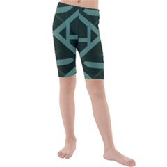 Geometric Design 01 Kids  Mid Length Swim Shorts