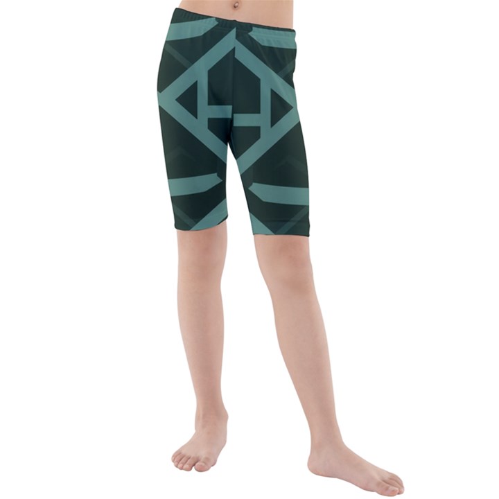 Geometric Design 01 Kids  Mid Length Swim Shorts