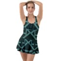 Geometric Design 01 Ruffle Top Dress Swimsuit View1