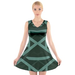 Geometric Design 01 V-neck Sleeveless Dress