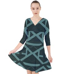 Geometric Design 01 Quarter Sleeve Front Wrap Dress