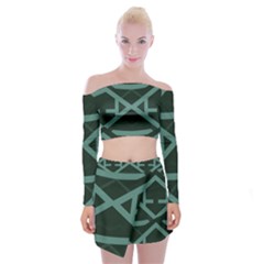 Geometric Design 01 Off Shoulder Top With Mini Skirt Set