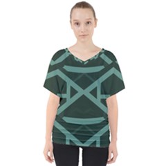 Geometric Design 01 V-neck Dolman Drape Top