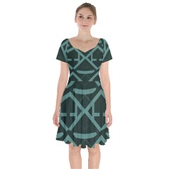 Geometric Design 01 Short Sleeve Bardot Dress