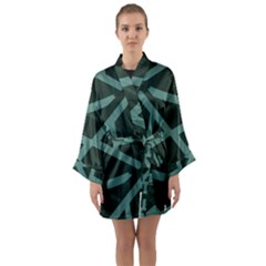 Geometric Design 01 Long Sleeve Satin Kimono