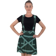 Geometric Design 01 Velvet Suspender Skater Skirt