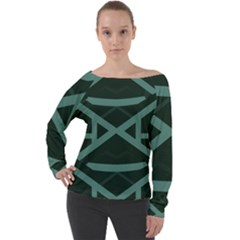 Geometric Design 01 Off Shoulder Long Sleeve Velour Top