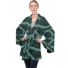 Geometric Design 01 Long Sleeve Velvet Kimono  by myclothy