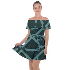 Geometric Design 01 Off Shoulder Velour Dress