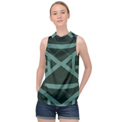 Geometric Design 01 High Neck Satin Top