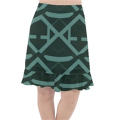 Geometric Design 01 Fishtail Chiffon Skirt