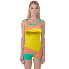 Geometric Design 02 One Piece Boyleg Swimsuit