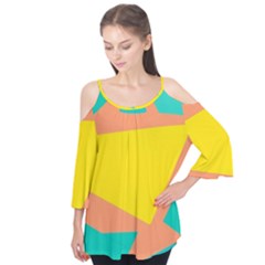 Geometric Design 02 Flutter Sleeve T-shirt