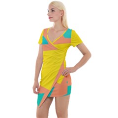 Geometric Design 02 Short Sleeve Asymmetric Mini Dress