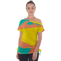 Geometric Design 02 Off Shoulder Tie-up T-shirt