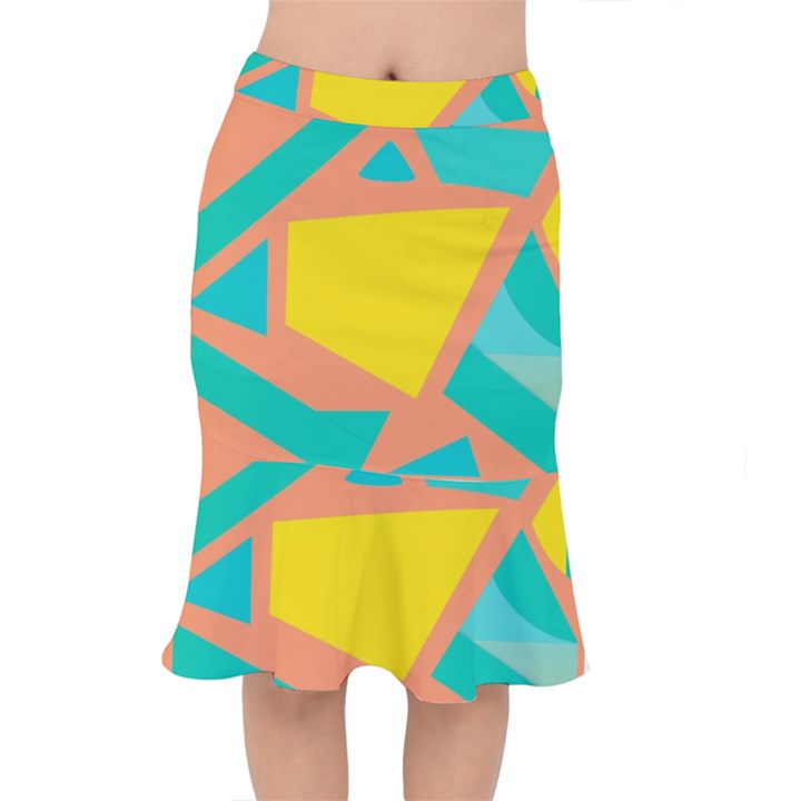 Geometric Design 02 Short Mermaid Skirt