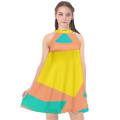 Geometric Design 02 Halter Neckline Chiffon Dress 